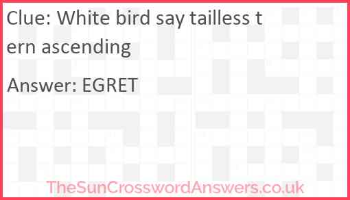 White bird say tailless tern ascending Answer