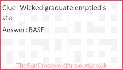 Wicked graduate emptied safe Answer