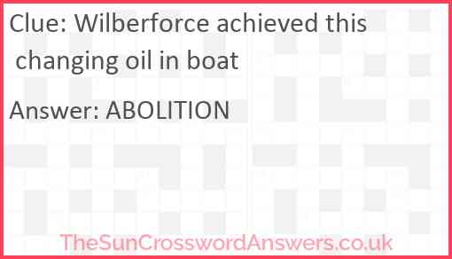 Wilberforce achieved this changing oil in boat Answer