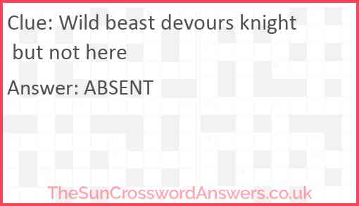 Wild beast devours knight but not here Answer