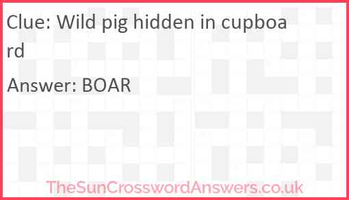 Wild pig hidden in cupboard Answer