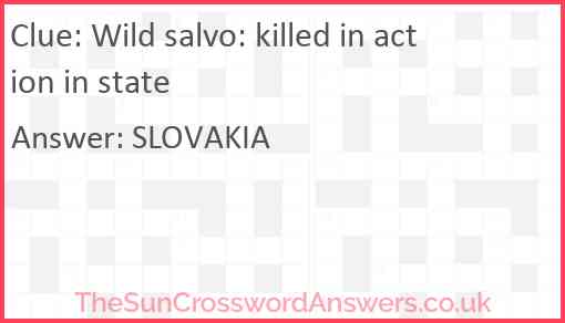 Wild salvo: killed in action in state Answer