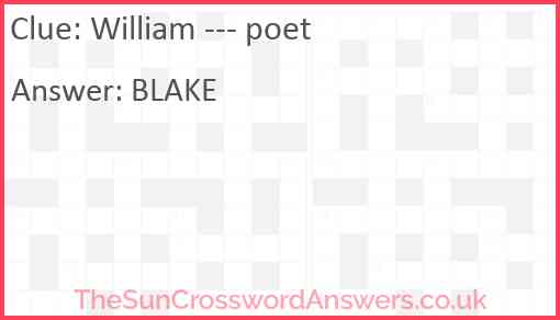William --- poet Answer
