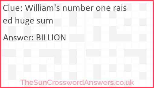 William's number one raised huge sum Answer