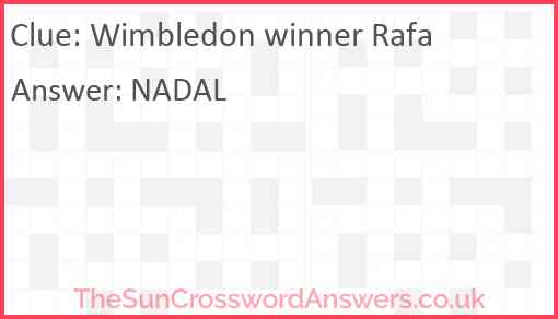 Wimbledon winner Rafa Answer