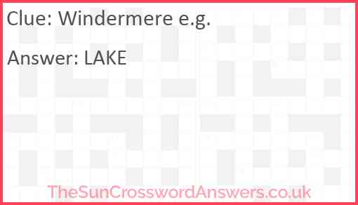 Windermere e.g. Answer