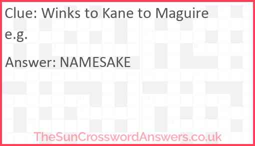 Winks to Kane to Maguire e.g. Answer