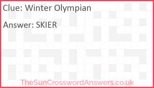 Winter Olympian crossword clue TheSunCrosswordAnswers co uk
