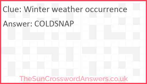 Winter weather occurrence Answer