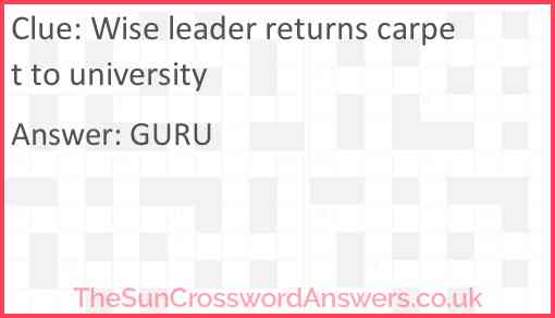 Wise leader returns carpet to university Answer