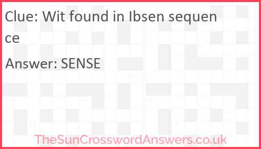 Wit found in Ibsen sequence Answer