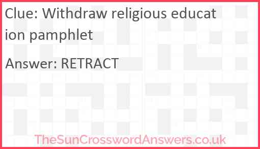 Withdraw religious education pamphlet Answer