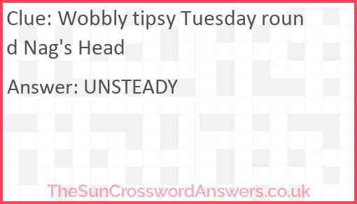 Wobbly tipsy Tuesday round Nag's Head Answer