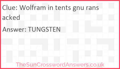 Wolfram in tents gnu ransacked Answer
