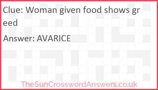 Woman given food shows greed Answer