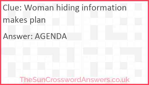 Woman hiding information makes plan Answer
