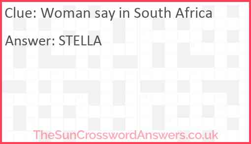 Woman say in South Africa Answer