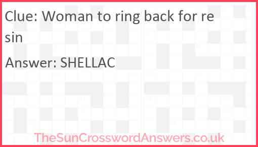 Woman to ring back for resin Answer