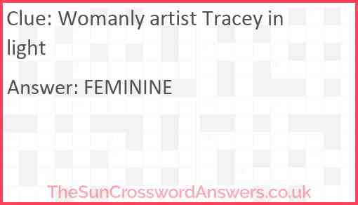 Womanly artist Tracey in light Answer