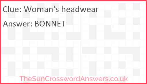 Woman s headwear crossword clue TheSunCrosswordAnswers co uk