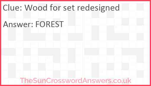 Wood for set redesigned Answer