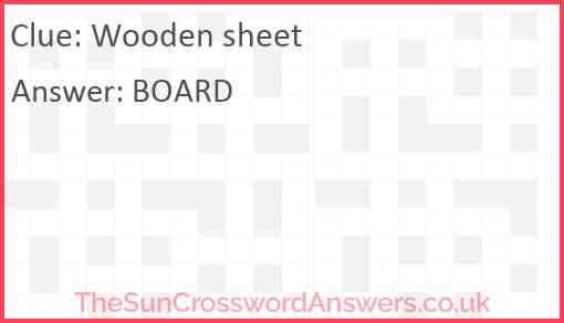 Wooden sheet Answer