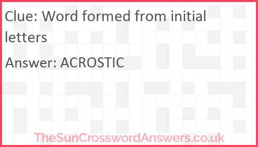 Word formed from initial letters Answer