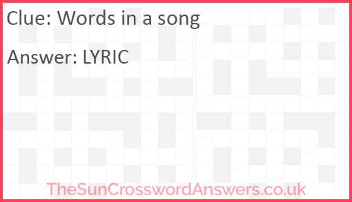 Words in a song Answer