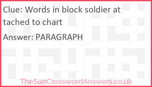 Words in block soldier attached to chart Answer