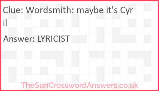Wordsmith: maybe it's Cyril Answer