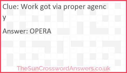 Work got via proper agency Answer