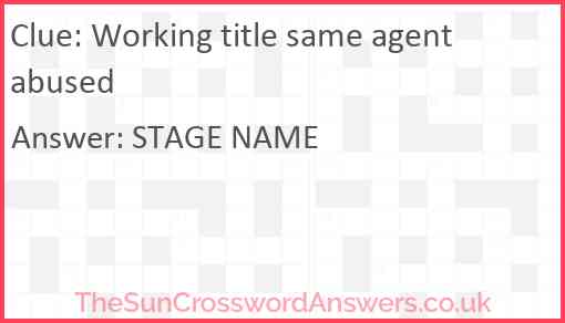 Working title same agent abused Answer