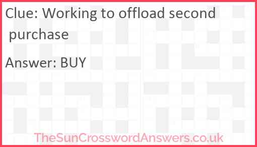 Working to offload second purchase Answer
