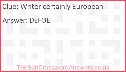 Writer certainly European Answer
