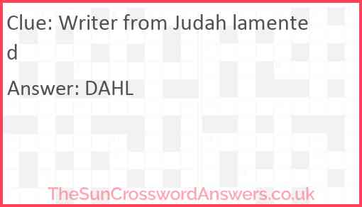 Writer from Judah lamented Answer
