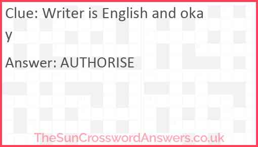 Writer is English and okay Answer