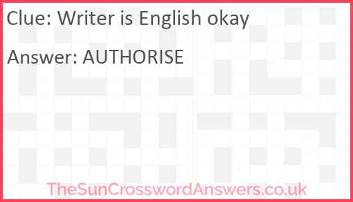 Writer is English okay Answer