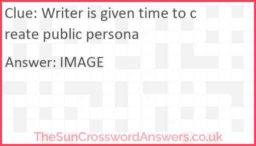 Writer is given time to create public persona Answer