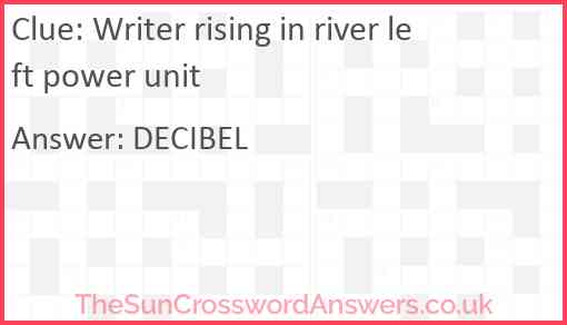 Writer rising in river left power unit Answer