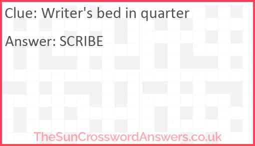 Writer's bed in quarter Answer