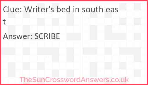 Writer's bed in south east Answer