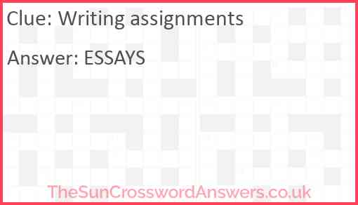 Writing assignments Answer