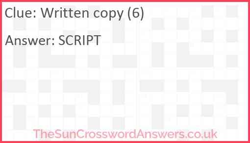 Written copy (6) Answer