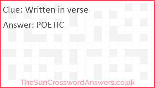 Written in verse Answer