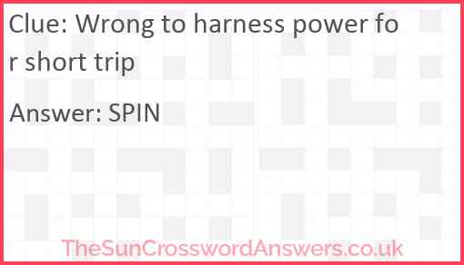 Wrong to harness power for short trip Answer