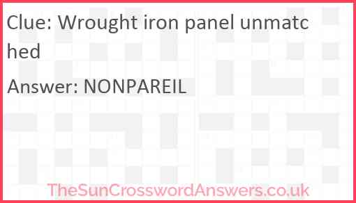 Wrought iron panel unmatched Answer
