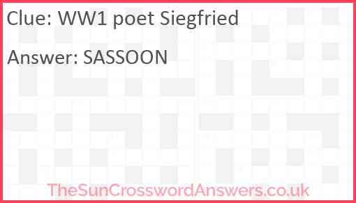 WW1 poet Siegfried Answer