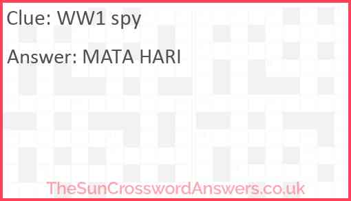 WW1 spy Answer