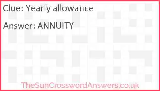 Yearly allowance Answer