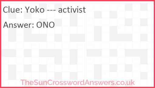 Yoko --- activist Answer